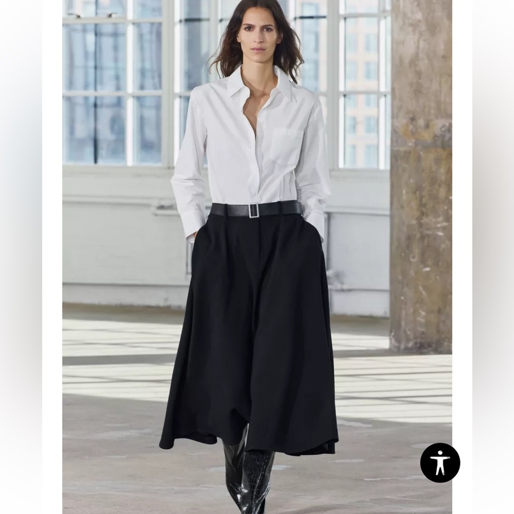 Zara Combination Belted Shirt Dress $149 Size Large NWT Ecru Color